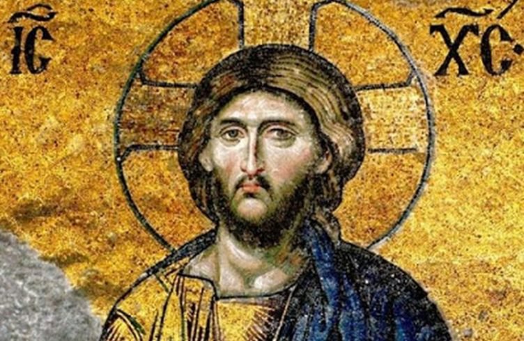 Mosaik von Jesus Christus in der Hagia Sophia in Konstantinopel.